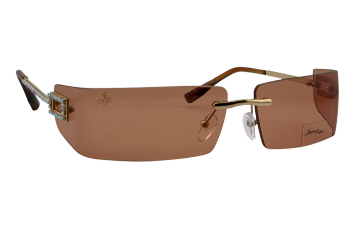 jeepers peepers GOLD VISOR FRAME WITH ORANGE LENSES