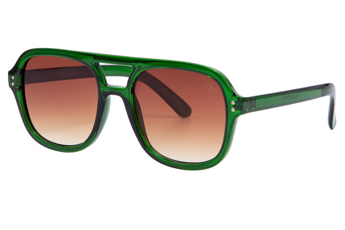 Jeepers Peepers GREEN AVIATOR FRAME WITH BROWN LENSES