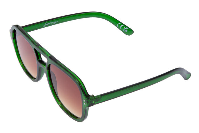 Jeepers Peepers GREEN AVIATOR FRAME WITH BROWN LENSES