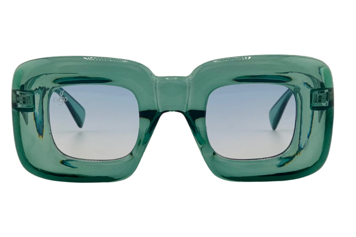 Jeepers Peepers GREEN SQUARE FRAME WITH BLUE GRAD LENSES