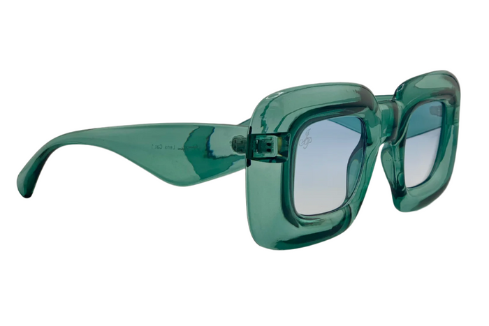 Jeepers Peepers GREEN SQUARE FRAME WITH BLUE GRAD LENSES