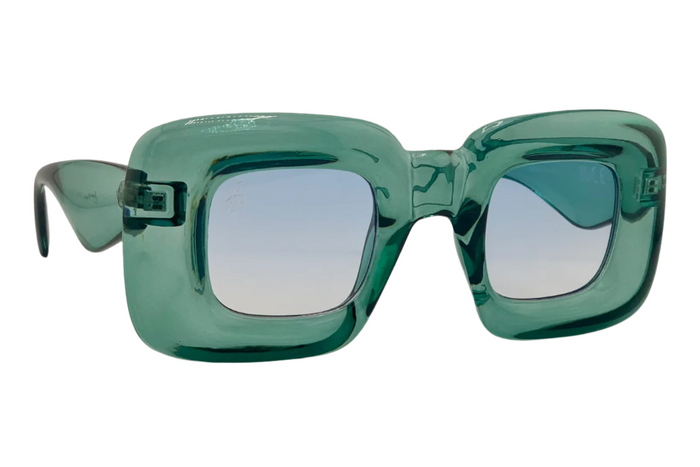 jeepers peepers GREEN SQUARE FRAME WITH BLUE GRAD LENSES