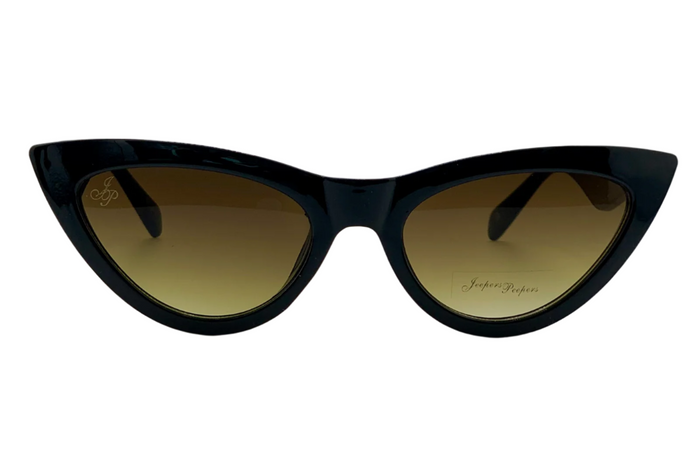 Jeepers Peepers BLACK CAT EYE WITH BROWN LENSES