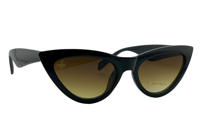 Jeepers Peepers BLACK CAT EYE WITH BROWN LENSES