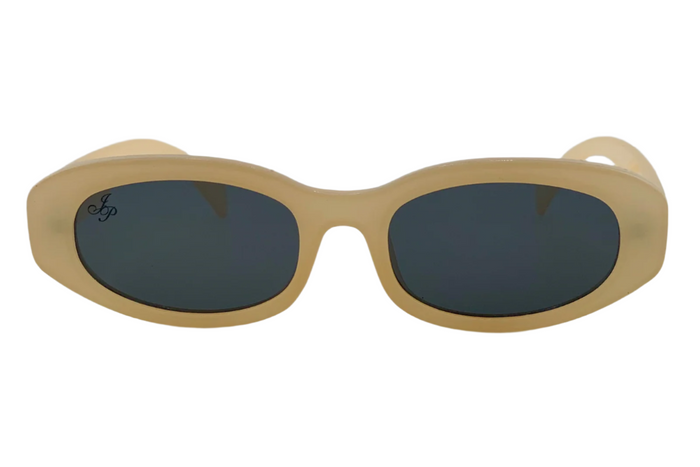 Jeepers Peepers CREAM OVAL FRAME WITH GREY LENSES