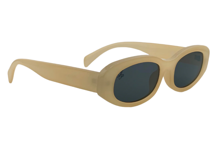 Jeepers Peepers CREAM OVAL FRAME WITH GREY LENSES