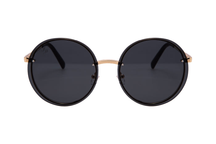 Jeepers Peepers GOLD ROUND FRAME WITH BLACK LENSES
