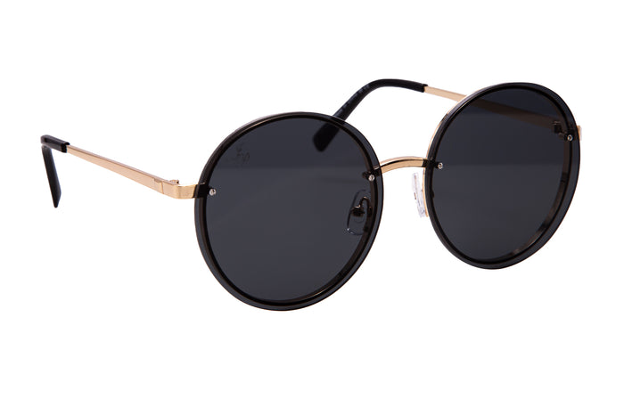 jeepers peepers GOLD ROUND FRAME WITH BLACK LENSES
