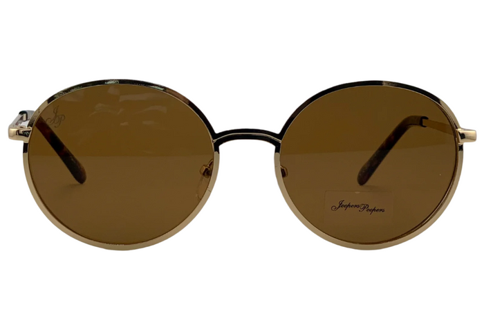 Jeepers Peepers GOLD ROUND FRAME WITH BROWN LENSES