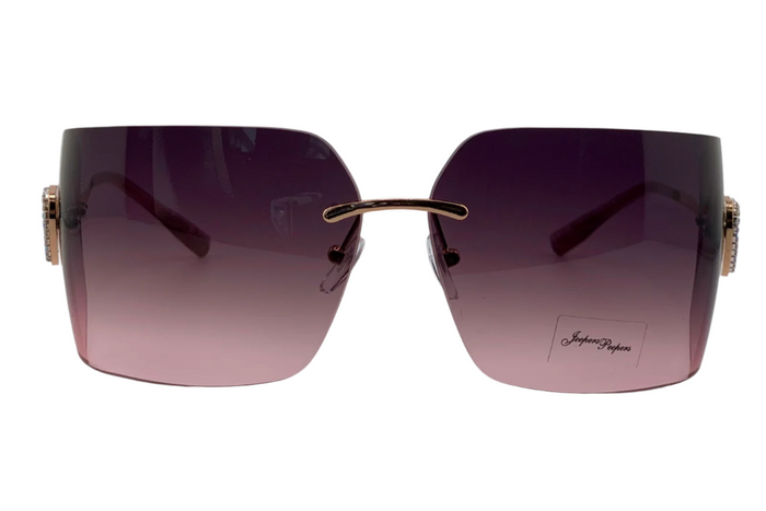 Jeepers Peepers GOLD VISOR FRAME WITH PINK LENSES