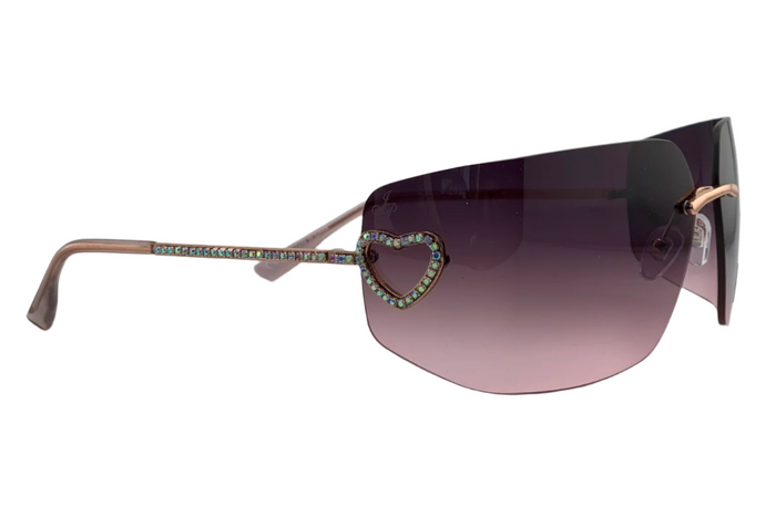 Jeepers Peepers GOLD VISOR FRAME WITH PINK LENSES