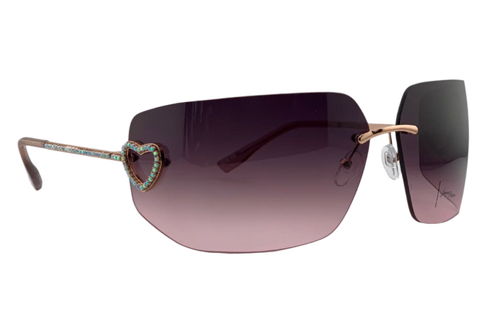 jeepers peepers GOLD VISOR FRAME WITH PINK LENSES