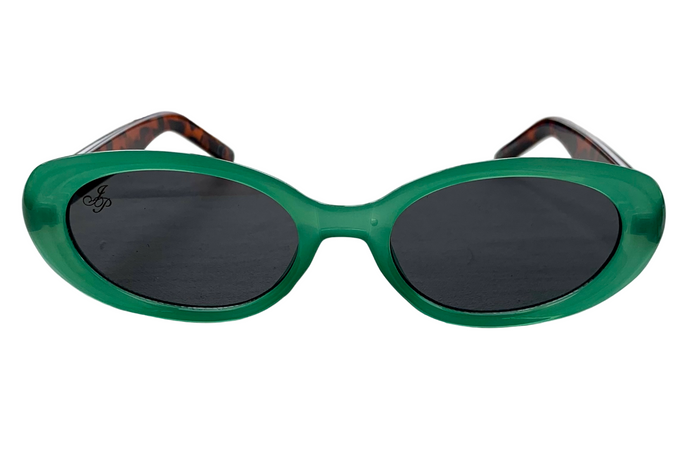 Jeepers Peepers GREEN OVAL FRAME WITH GREY LENSES