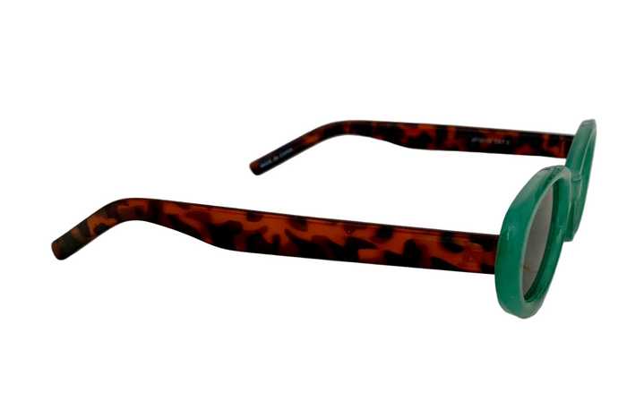 Jeepers Peepers GREEN OVAL FRAME WITH GREY LENSES