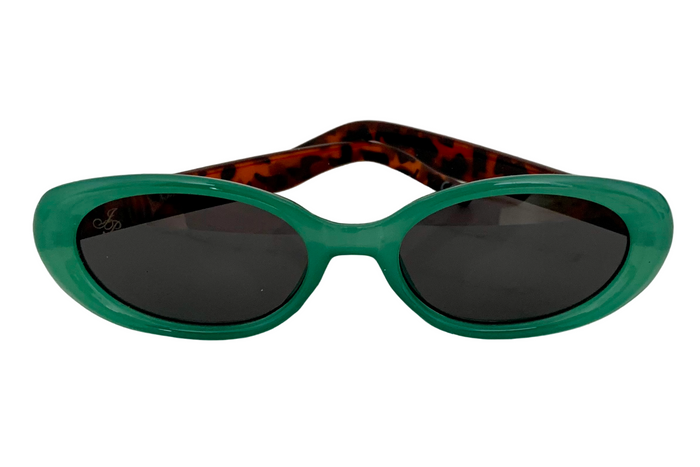 Jeepers Peepers GREEN OVAL FRAME WITH GREY LENSES