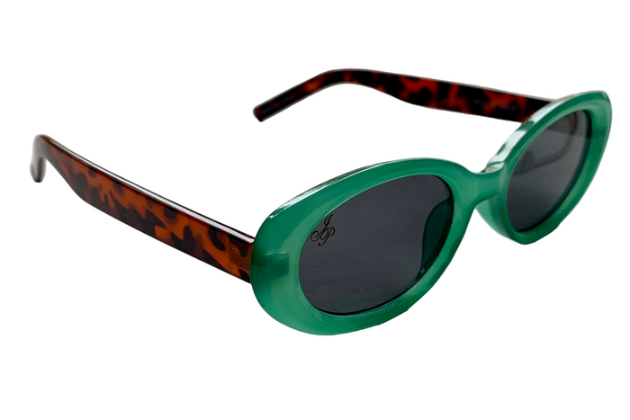 jeepers peepers GREEN OVAL FRAME WITH GREY LENSES