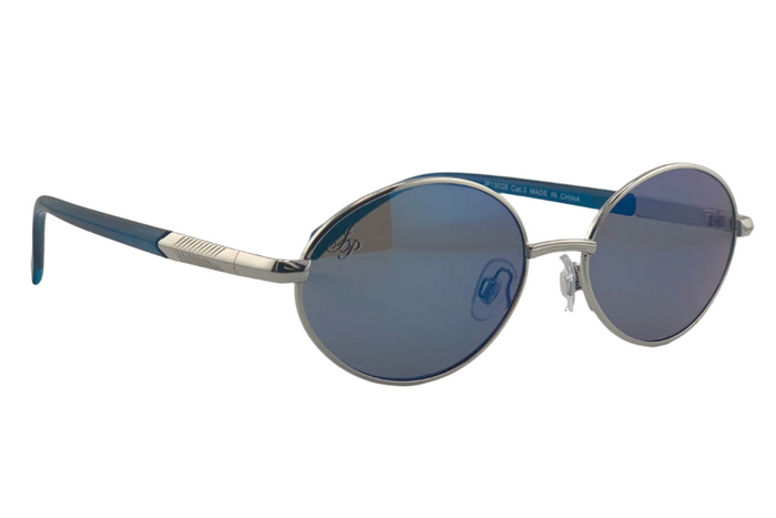 Jeepers Peepers SILVER OVAL FRAME WITH BLUE LENSES