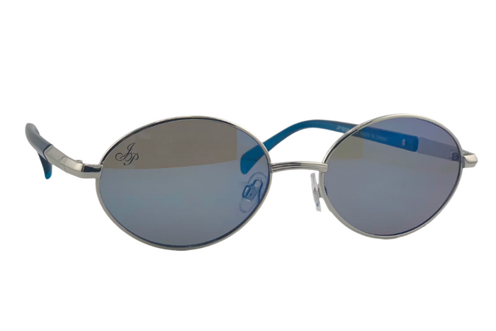 jeepers peepers SILVER OVAL FRAME WITH BLUE LENSES