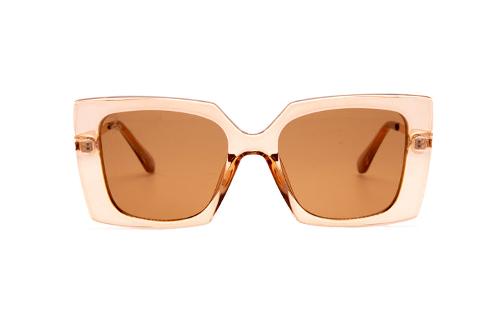 Jeepers Peepers LARGE SQUARE TRANSLUCENT FRAMES WITH BROWN LENSES