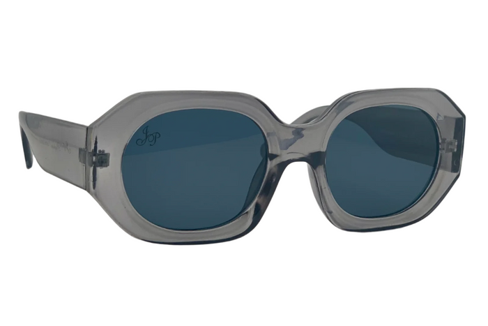 jeepers peepers LIGHT GREY HEXAGON FRAME WITH GREY LENSES