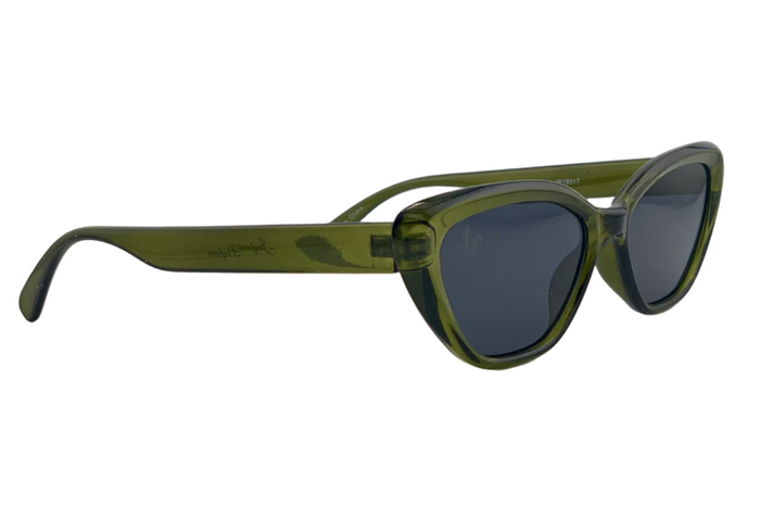 Jeepers Peepers OLIVE CAT EYE FRAME WITH GREY LENSES