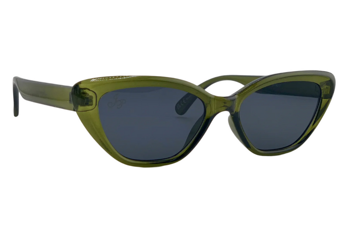 jeepers peepers OLIVE CAT EYE FRAME WITH GREY LENSES