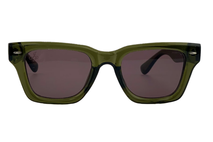 Jeepers Peepers OLIVE SQUARE FRAMES WITH DARK LENSES