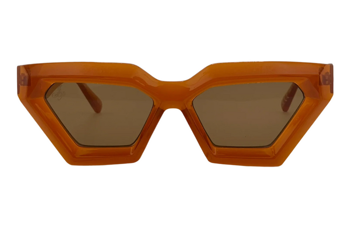 Jeepers Peepers ORANGE CAT EYE FRAME WITH BROWN LENSES