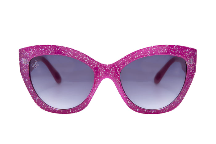 Jeepers Peepers PINK GLITTER CAT EYE FRAME WITH SMOKE LENSES