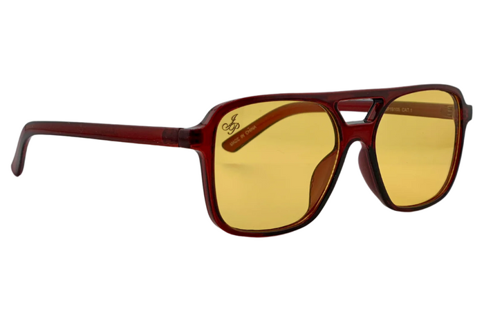 Jeepers Peepers RED AVIATOR FRAME WITH YELLOW LENSES