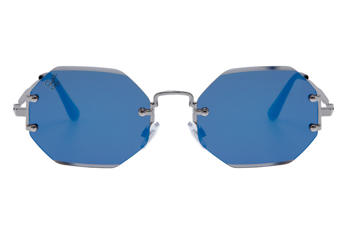 Jeepers Peepers RIMLESS OCTAGON SHAPE WITH BLUE LENSES