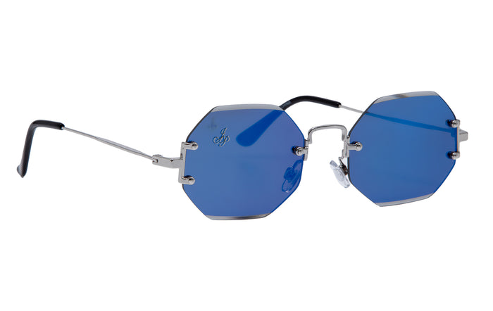 jeepers peepers RIMLESS OCTAGON SHAPE WITH BLUE LENSES