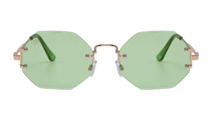 Jeepers Peepers RIMLESS OCTAGON SHAPE WITH GREEN LENSES