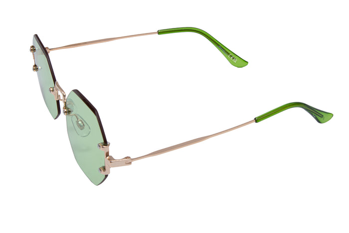 Jeepers Peepers RIMLESS OCTAGON SHAPE WITH GREEN LENSES