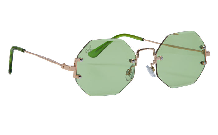 jeepers peepers RIMLESS OCTAGON SHAPE WITH GREEN LENSES