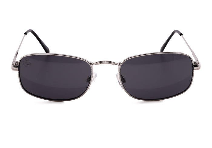 Jeepers Peepers SILVER RECTANGLE FRAME WITH BLACK LENSES