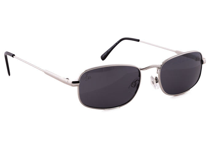 jeepers peepers SILVER RECTANGLE FRAME WITH BLACK LENSES