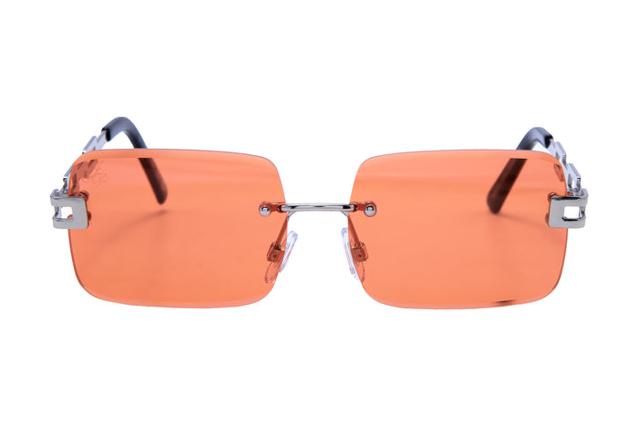 Jeepers Peepers SILVER RECTANGLE FRAME WITH ORANGE LENSES