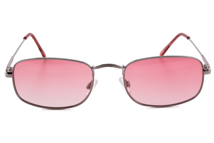 Jeepers Peepers SILVER RECTANGLE FRAME WITH PINK LENSES