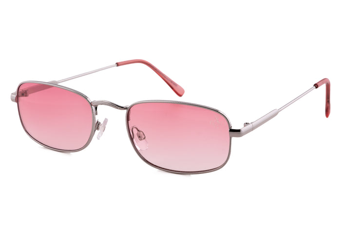 Jeepers Peepers SILVER RECTANGLE FRAME WITH PINK LENSES