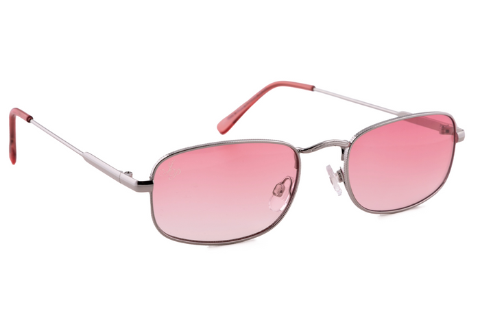 jeepers peepers SILVER RECTANGLE FRAME WITH PINK LENSES