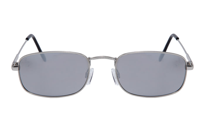Jeepers Peepers SILVER RECTANGLE FRAME WITH SILVER MIRROR LENSES