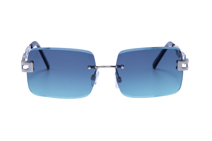 Jeepers Peepers SILVER RECTANGLE SHAPE FRAMES WITH GREEN LENSES