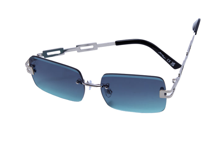 Jeepers Peepers SILVER RECTANGLE SHAPE FRAMES WITH GREEN LENSES