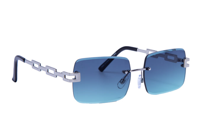 jeepers peepers SILVER RECTANGLE SHAPE FRAMES WITH GREEN LENSES