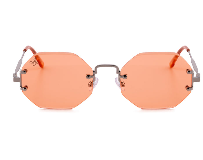 Jeepers Peepers SILVER RIMLESS FRAME WITH ORANGE LENSES