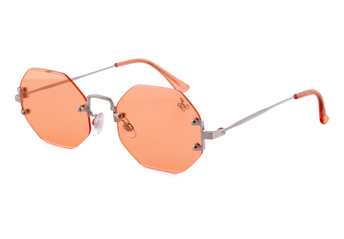 Jeepers Peepers SILVER RIMLESS FRAME WITH ORANGE LENSES