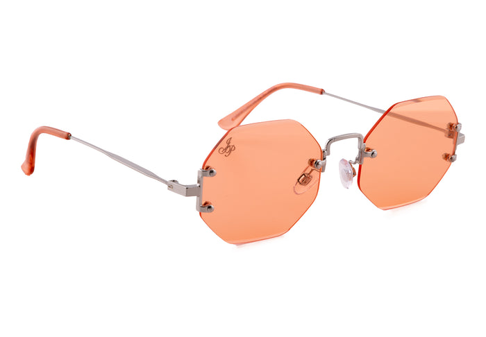 jeepers peepers SILVER RIMLESS FRAME WITH ORANGE LENSES