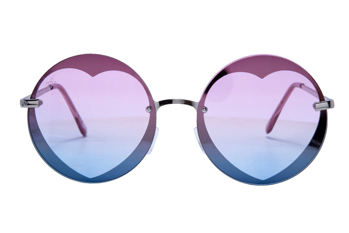 Jeepers Peepers SILVER ROUND HEART FRAMES WITH PURPLE TO BLUE GRAD LENSES