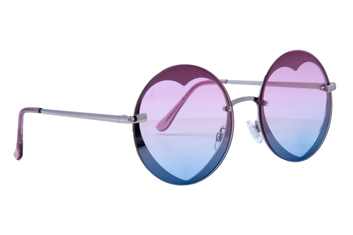jeepers peepers SILVER ROUND HEART FRAMES WITH PURPLE TO BLUE GRAD LENSES